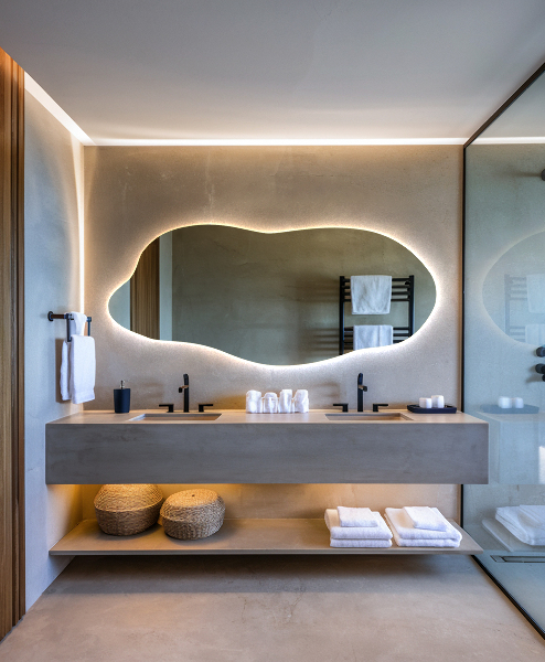 Espelho irregular com led 35x80 cm