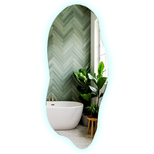 Espelho irregular com led 35x80 cm