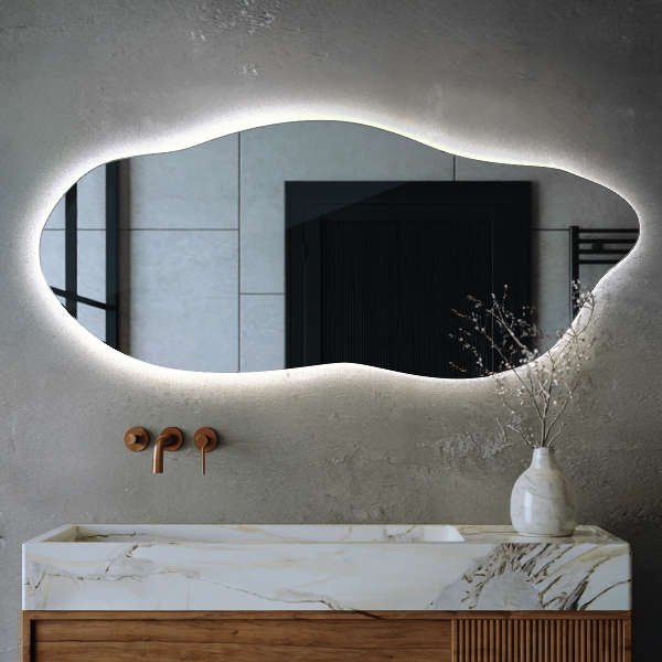 Espelho irregular com led 45x100 cm