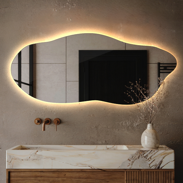 Espelho irregular com led 45x100 cm