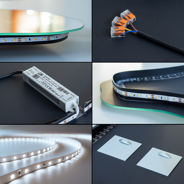 Espelho irregular com led 45x100 cm