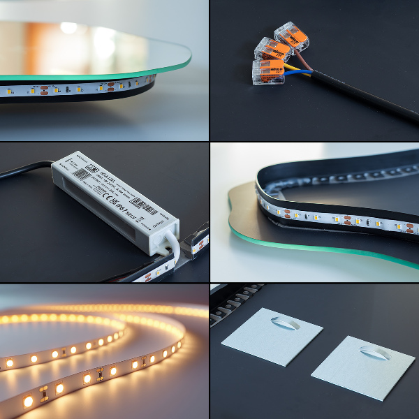 Espelho irregular com led 45x100 cm