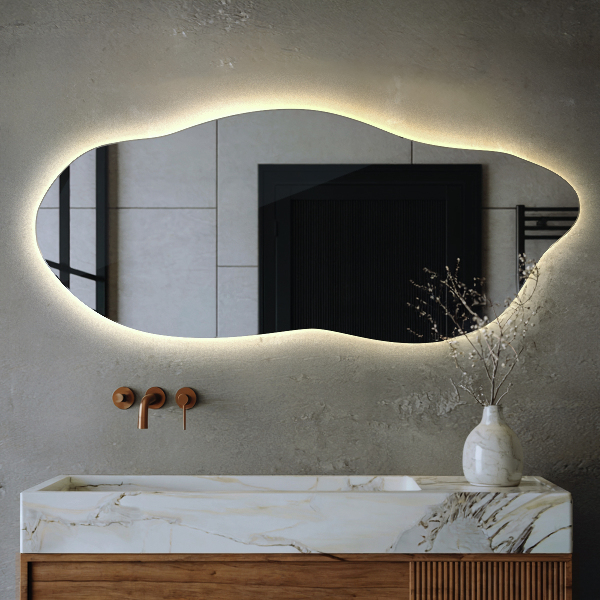 Espelho irregular com led 45x100 cm