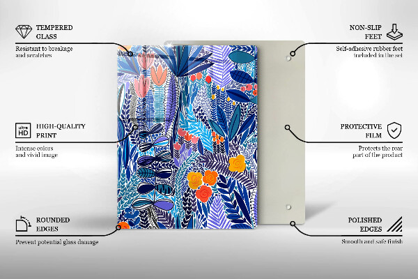 Tábua de cortar de vidro Prado Pintado