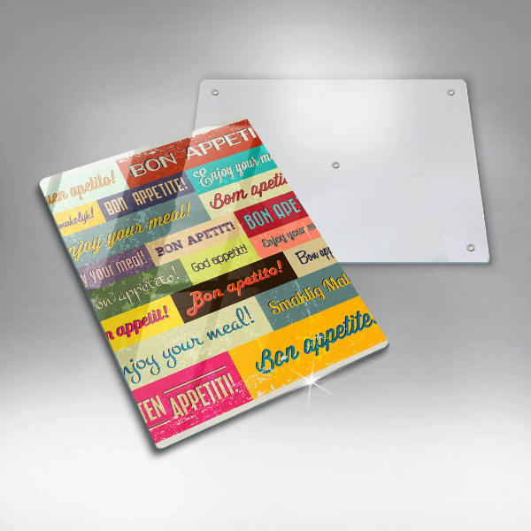 Tábua de corte de vidro Bon appetit legendas idiomas