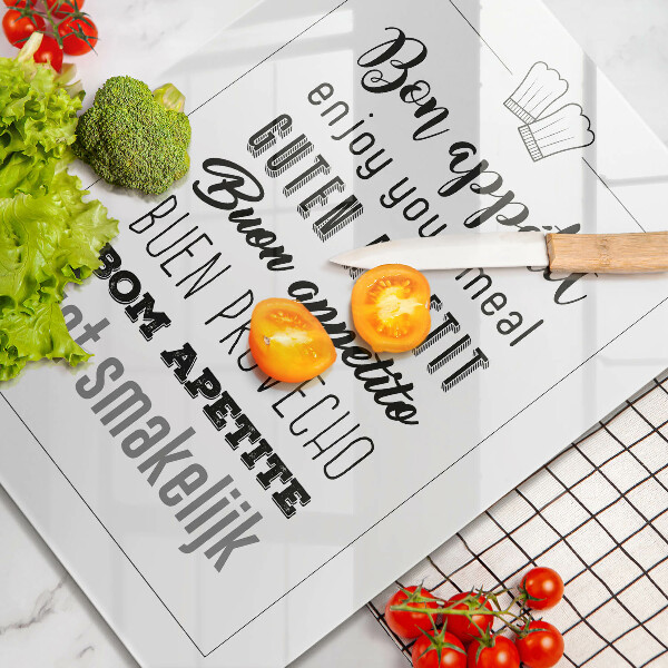 Tábua de cortar alimentos Inscrição na cozinha, máxima