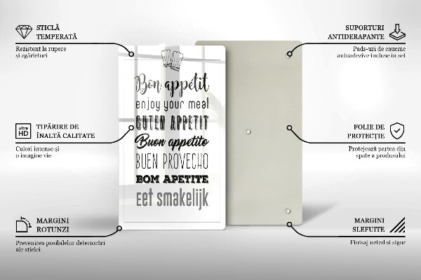 Tábua de cortar alimentos Inscrição na cozinha, máxima