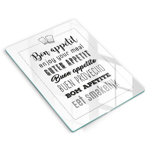 Tábua de cortar alimentos Inscrição na cozinha, máxima