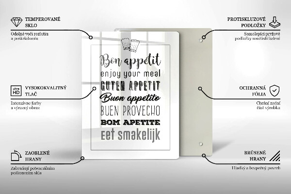 Tábua de cortar alimentos Inscrição na cozinha, máxima