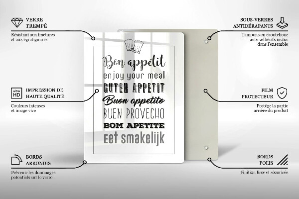 Tábua de cortar alimentos Inscrição na cozinha, máxima