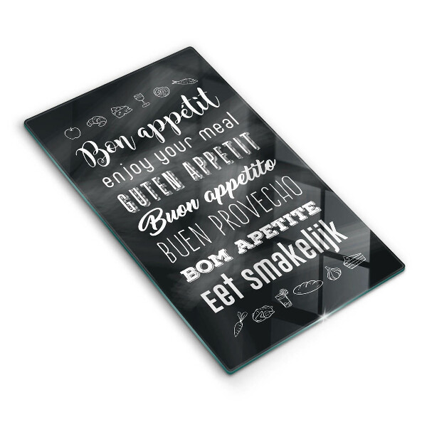 Tábua de corte de vidro Inscrição na cozinha, máxima