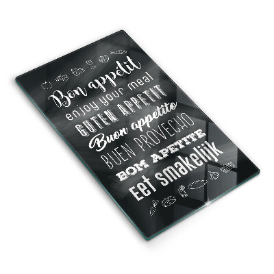 Tábua de corte de vidro Inscrição na cozinha, máxima