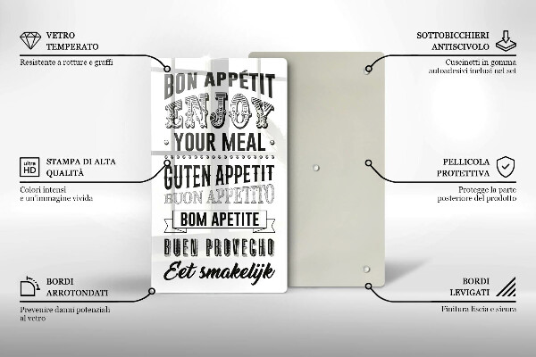 Tábua de cortar de vidro Inscrição na cozinha, máxima