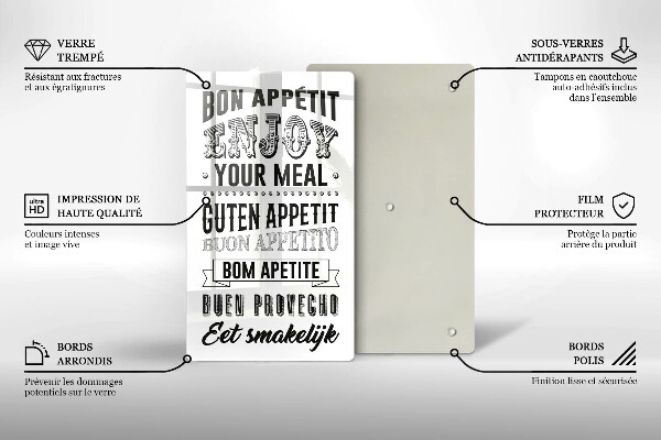 Tábua de cortar de vidro Inscrição na cozinha, máxima