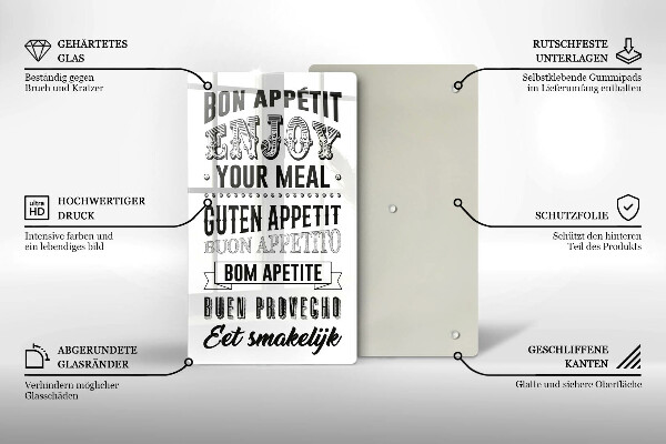 Tábua de cortar de vidro Inscrição na cozinha, máxima