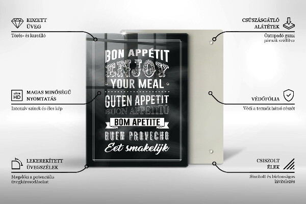 Tábua de corte Inscrição na cozinha, máxima