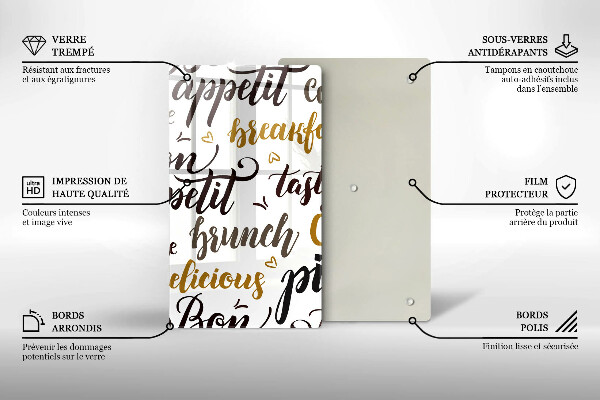 Tábua de vidro legendas de bom apetite