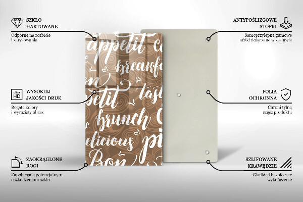 Tábua de corte de vidro legendas de bom apetite