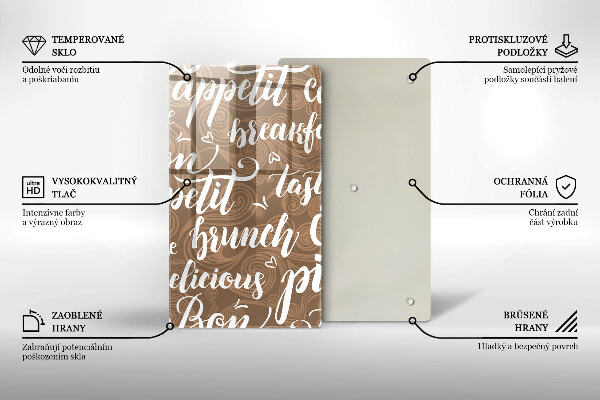 Tábua de corte de vidro legendas de bom apetite