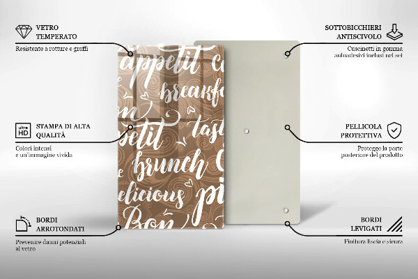 Tábua de corte de vidro legendas de bom apetite