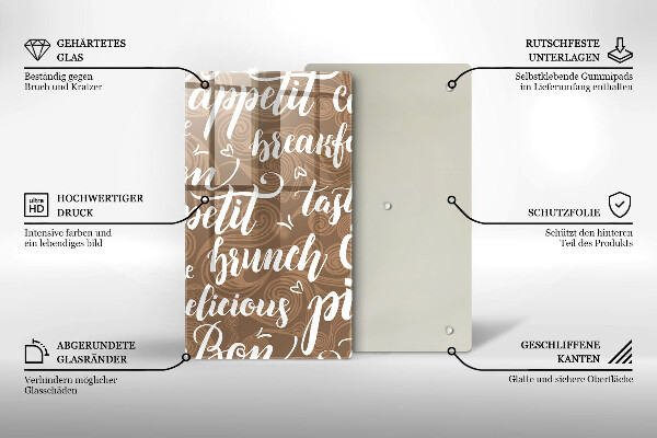 Tábua de corte de vidro legendas de bom apetite