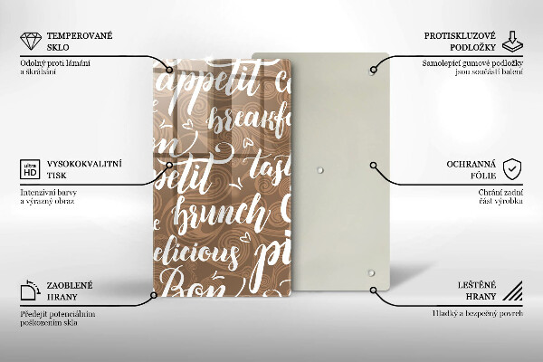 Tábua de corte de vidro legendas de bom apetite