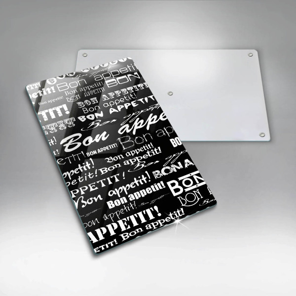 Tábua de cortar de vidro Legendas de cozinha Bom apetite