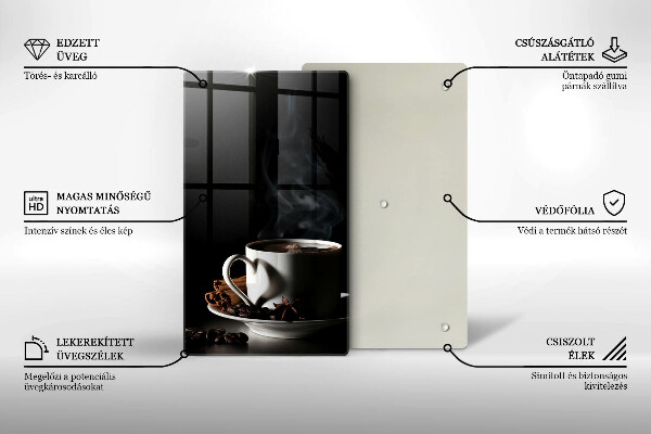 Tábua de cortar Uma xícara de café quente