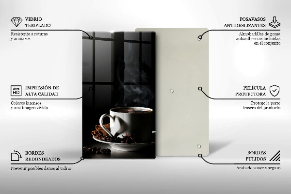 Tábua de cortar Uma xícara de café quente