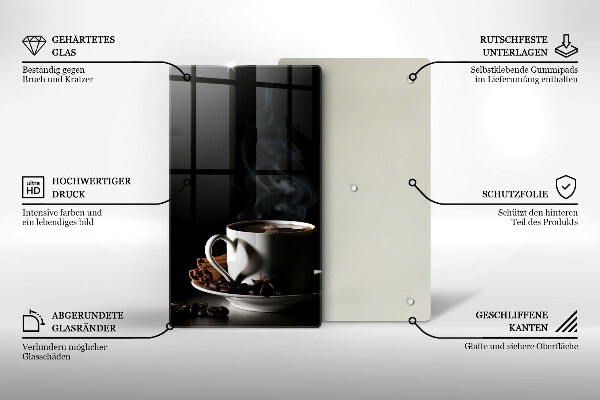 Tábua de cortar Uma xícara de café quente