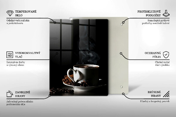 Tábua de cortar Uma xícara de café quente