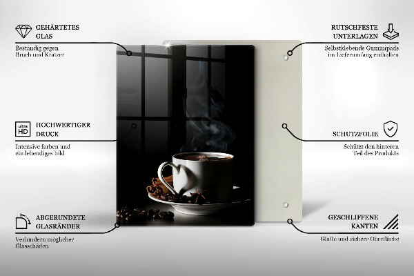 Tábua de cortar Uma xícara de café quente