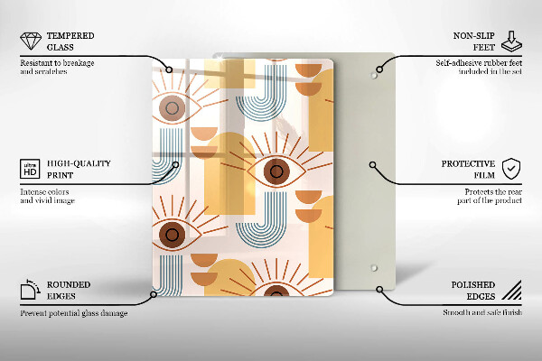 Tábua cozinha Olhos com padrão boho