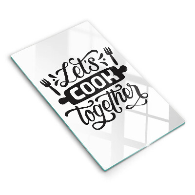 Tábua corte A inscrição Vamos cozinhar juntos