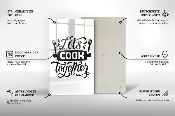 Tábua corte A inscrição Vamos cozinhar juntos