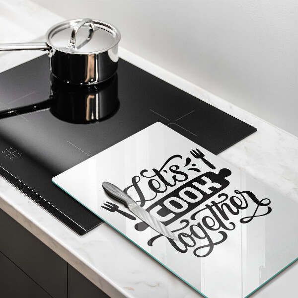 Tábua corte A inscrição Vamos cozinhar juntos