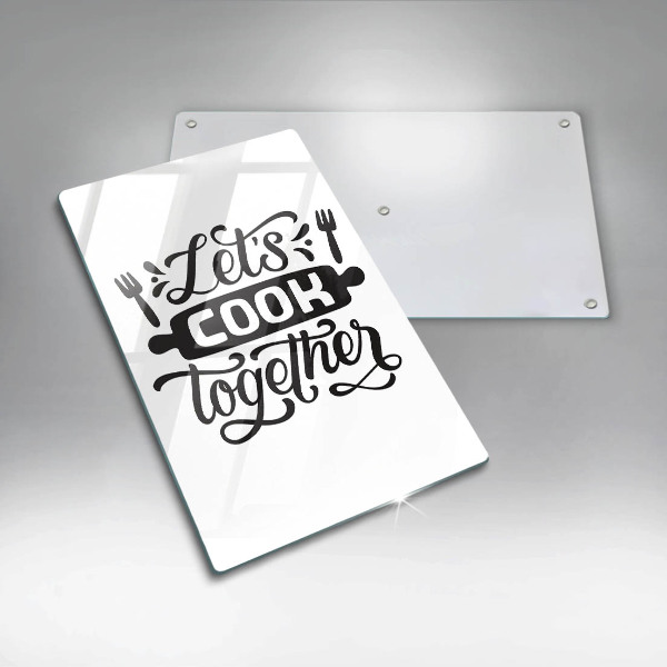 Tábua corte A inscrição Vamos cozinhar juntos