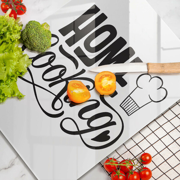 Tábua de vidro A inscrição Cozinha caseira