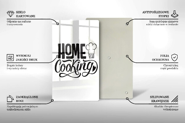 Tábua de vidro A inscrição Cozinha caseira