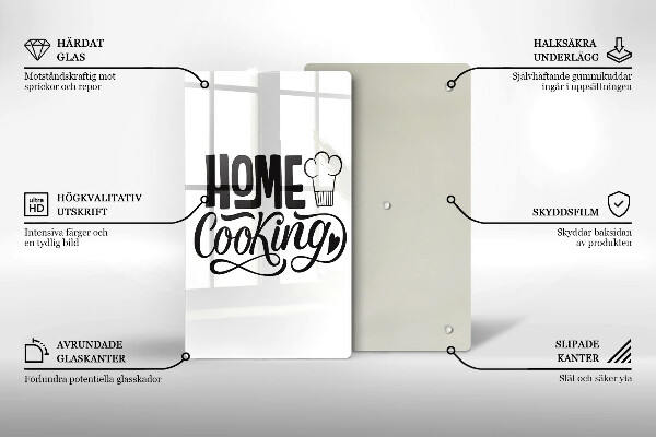 Tábua de vidro A inscrição Cozinha caseira