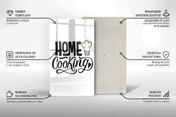 Tábua de vidro A inscrição Cozinha caseira