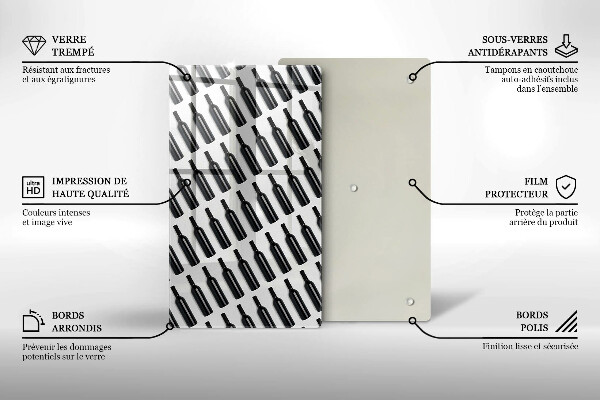 Tábua para corte Garrafas de vinho preto