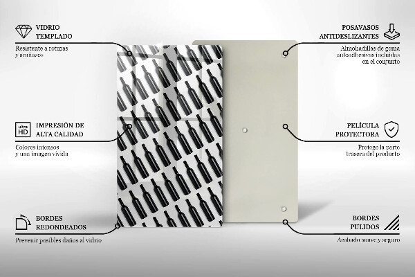 Tábua para corte Garrafas de vinho preto