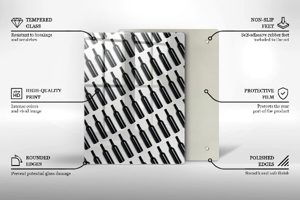 Tábua para corte Garrafas de vinho preto