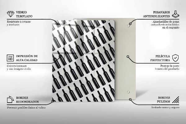 Tábua para corte Garrafas de vinho preto