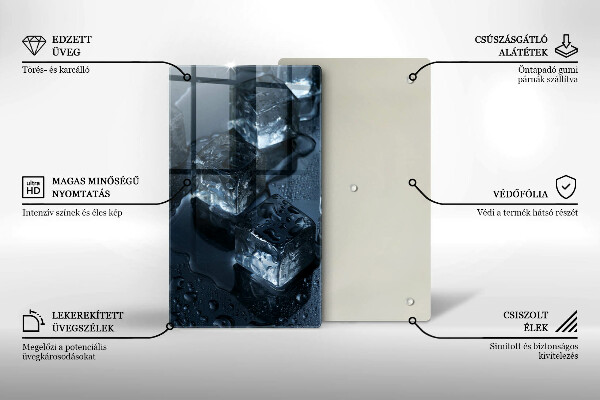 Tábua de vidro Cubos de gelo frios