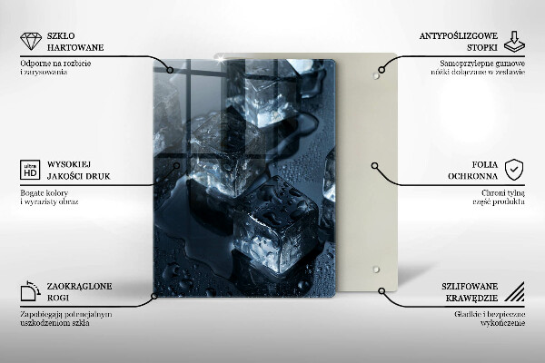 Tábua de vidro Cubos de gelo frios