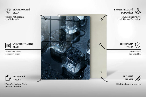 Tábua de vidro Cubos de gelo frios