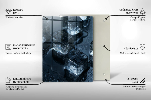 Tábua de vidro Cubos de gelo frios