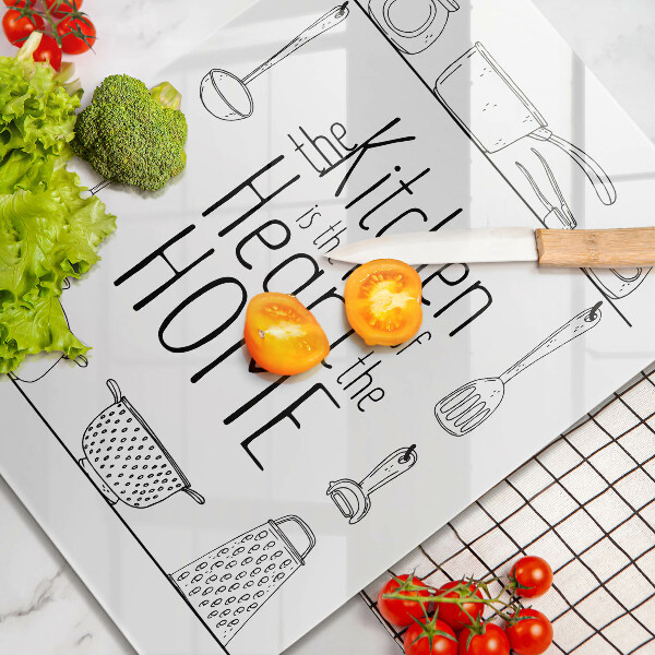 Tábua de corte de vidro Inscrição, frase